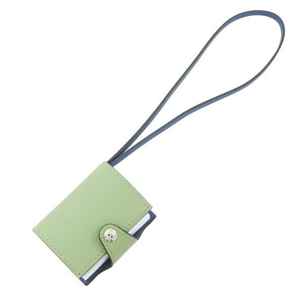 エルメス バッグチャーム ユリス ナノ ヴェルソ ヴェールクリケット/ブルーフランス/シルバー金具  エバーカラー Z刻印