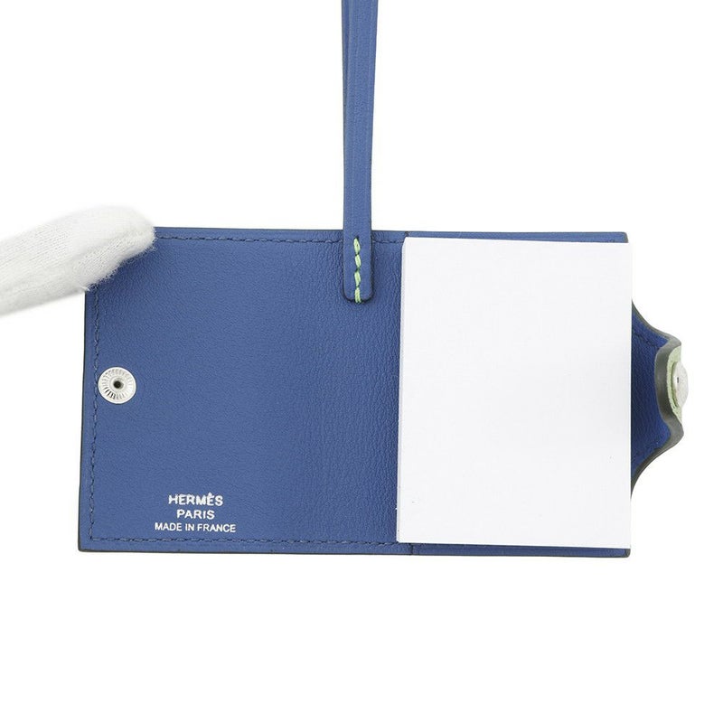 エルメス バッグチャーム ユリス ナノ ヴェルソ ヴェールクリケット/ブルーフランス/シルバー金具  エバーカラー Z刻印