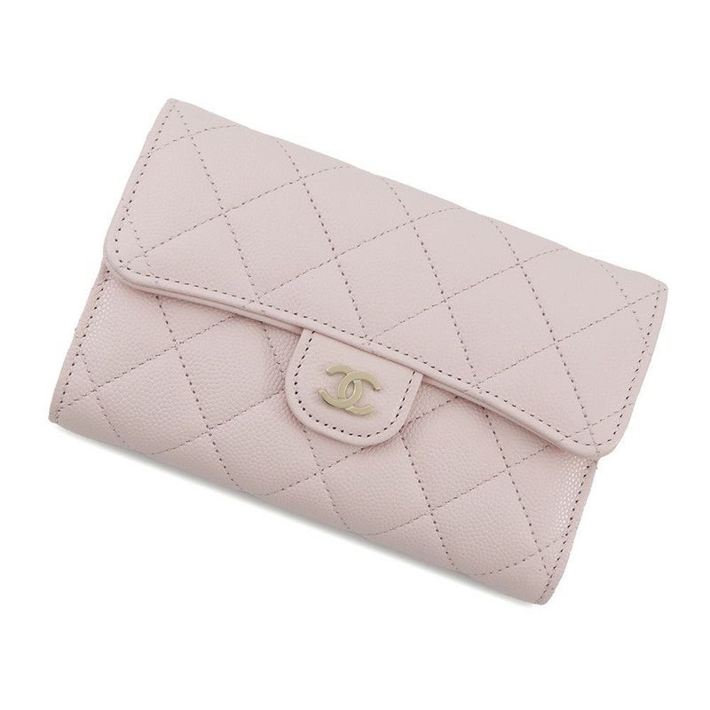 シャネル 三つ折り財布 マトラッセ ココマーク スモールジップ ウォレット キャビアスキン AP0232 CHANEL