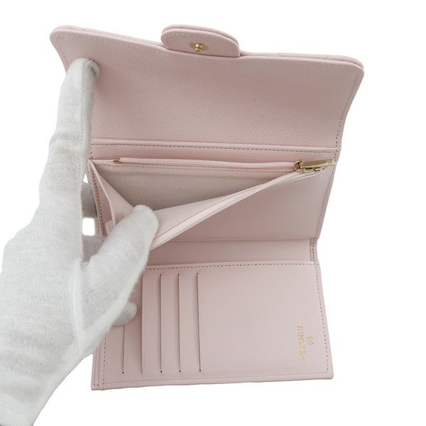 シャネル 三つ折り財布 マトラッセ ココマーク スモールジップ ウォレット キャビアスキン AP0232 CHANEL