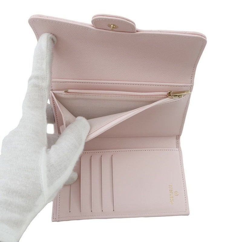 シャネル 三つ折り財布 マトラッセ ココマーク スモールジップ ウォレット キャビアスキン AP0232 CHANEL