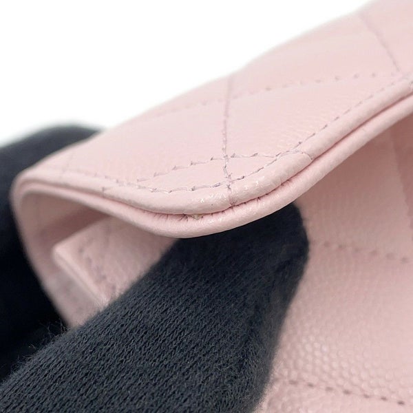 シャネル 三つ折り財布 マトラッセ ココマーク スモールジップ ウォレット キャビアスキン AP0232 CHANEL