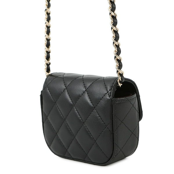 シャネル チェーンショルダーバッグ マトラッセ ココマーク クラシック チェーンクラッチ ラムスキン AP2475 CHANEL 黒