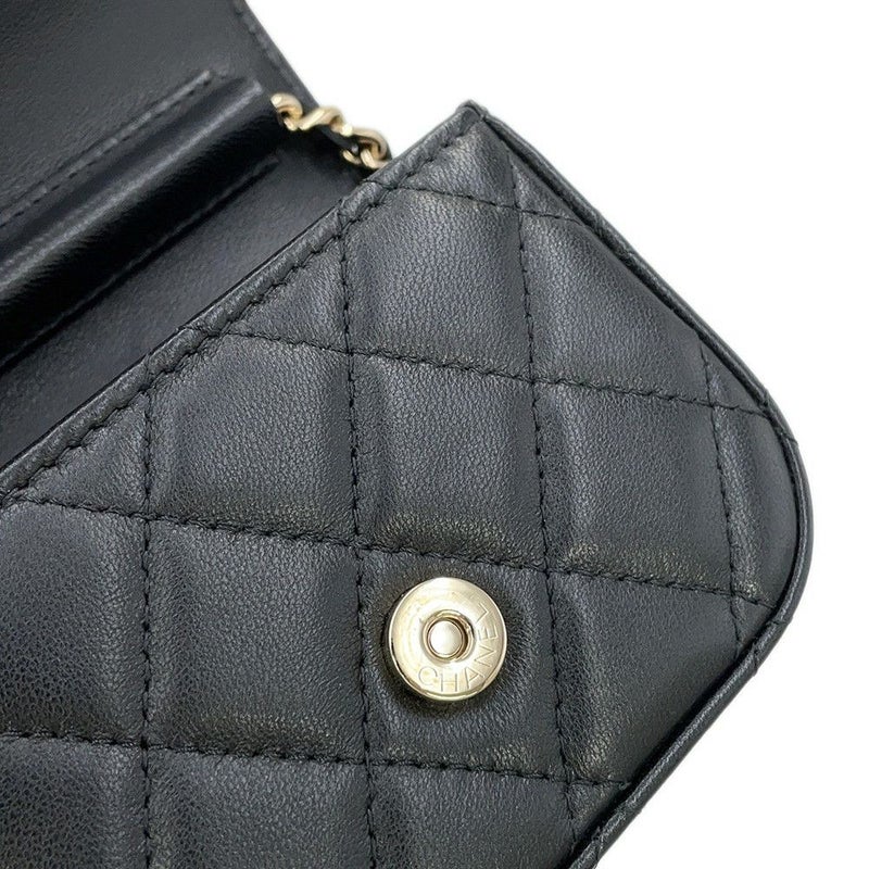 シャネル チェーンショルダーバッグ マトラッセ ココマーク クラシック チェーンクラッチ ラムスキン AP2475 CHANEL 黒