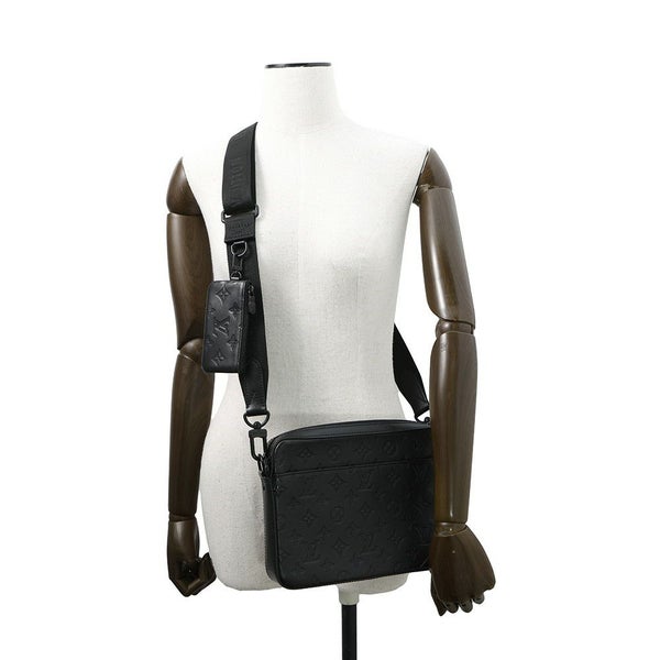 ルイヴィトン ショルダーバッグ モノグラム・シャドウ デュオ・メッセンジャー M69827 黒 ブラック