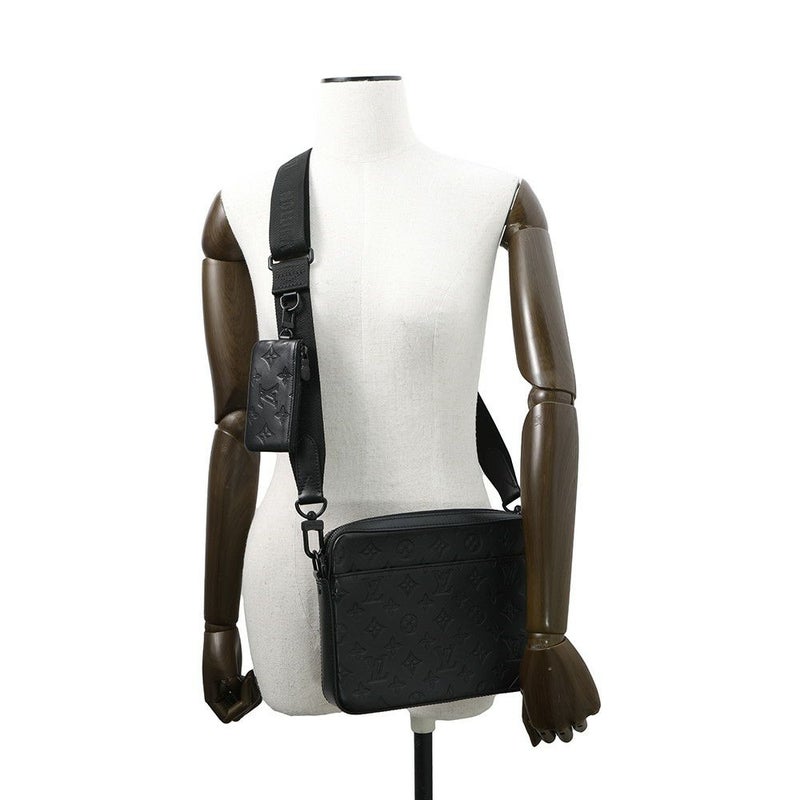 ルイヴィトン ショルダーバッグ モノグラム・シャドウ デュオ・メッセンジャー M69827 黒 ブラック