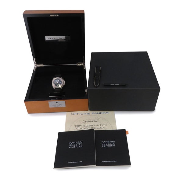 パネライ ルミノール サブマーシブル1950 3DAYS GMT 500本限定 PANERAI 腕時計 ブルー文字盤
