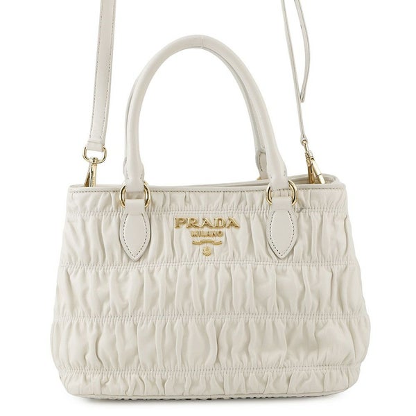 プラダ ハンドバッグ ギャザー レザー 1BA172 PRADA 2way 白