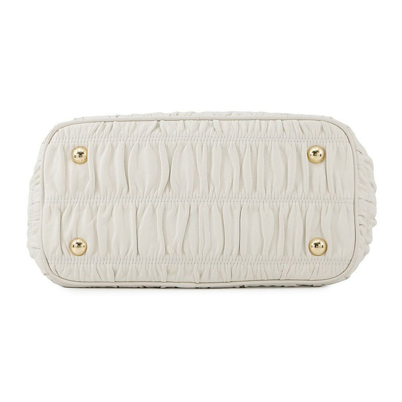 プラダ ハンドバッグ ギャザー レザー 1BA172 PRADA 2way 白