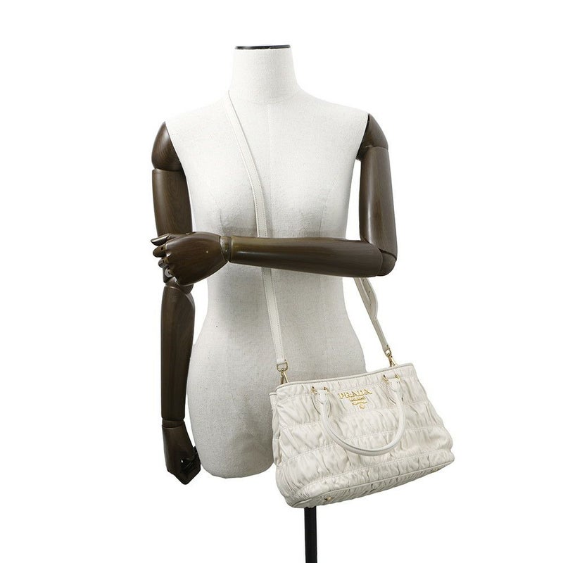 プラダ ハンドバッグ ギャザー レザー 1BA172 PRADA 2way 白