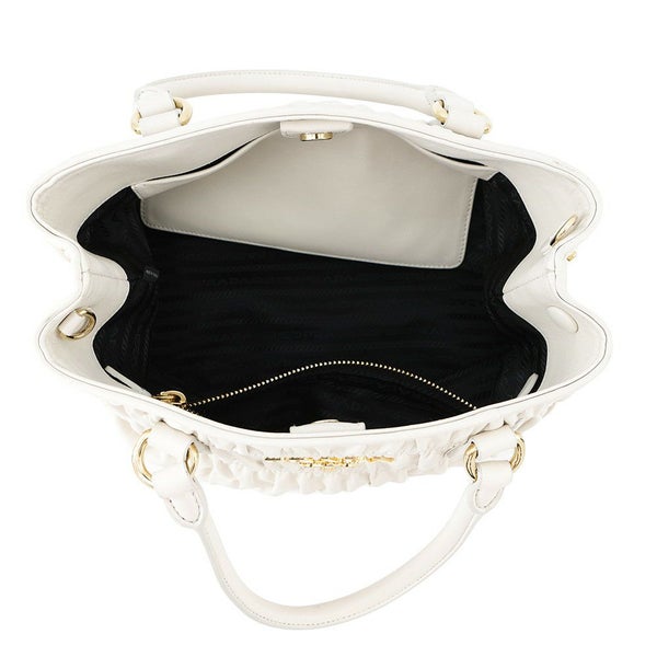 プラダ ハンドバッグ ギャザー レザー 1BA172 PRADA 2way 白