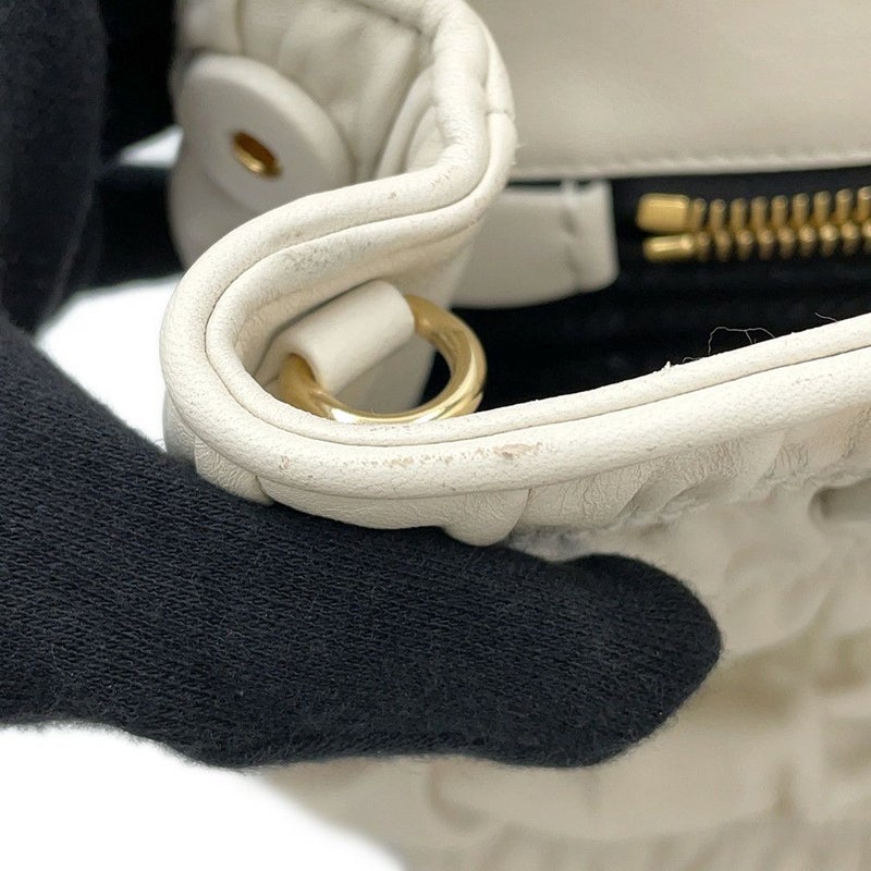 プラダ ハンドバッグ ギャザー レザー 1BA172 PRADA 2way 白