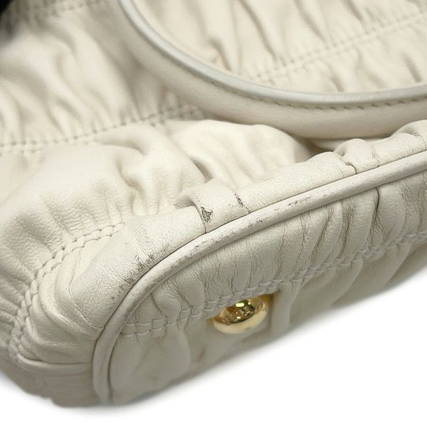 プラダ ハンドバッグ ギャザー レザー 1BA172 PRADA 2way 白