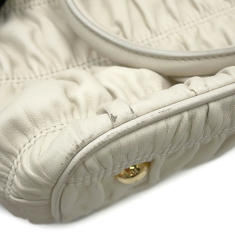 プラダ ハンドバッグ ギャザー レザー 1BA172 PRADA 2way 白