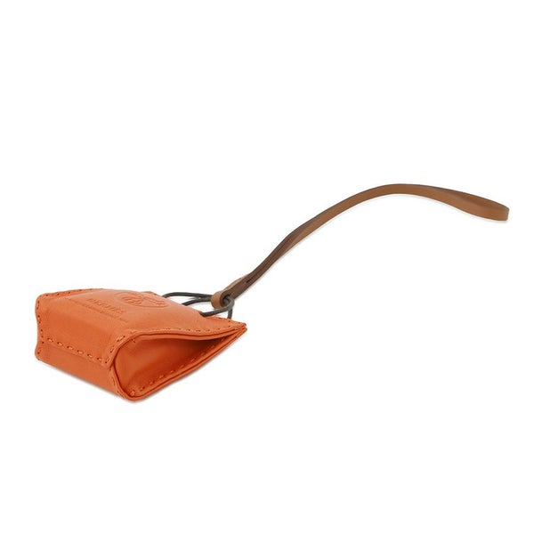 エルメス バッグチャーム ショッパー サックオランジュ フー/ゴールド ラムスキン Y刻印