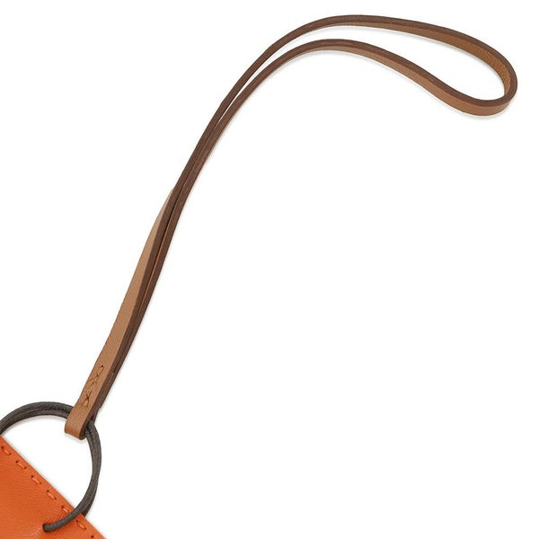 エルメス バッグチャーム ショッパー サックオランジュ フー/ゴールド ラムスキン Y刻印