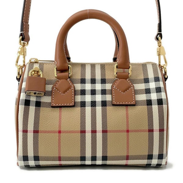 バーバリー ハンドバッグ ミニチェックボウリングバッグ PVC レザー 81097911 BURBERRY 2wayショルダー
