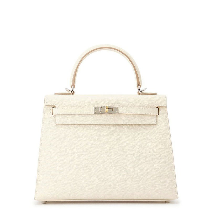 エルメス ハンドバッグ ケリー25 外縫い クレ/エレクトラム金具 エプソン K刻印 2wayショルダー