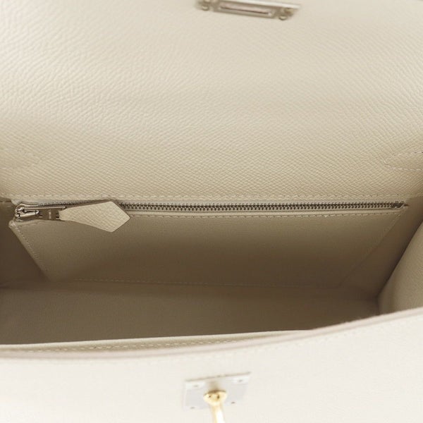 エルメス ハンドバッグ ケリー25 外縫い クレ/エレクトラム金具 エプソン K刻印 2wayショルダー