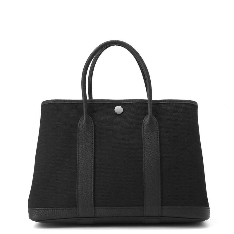 エルメス トートバッグ ガーデンパーティTPM ブラック/シルバー金具 トワルミリタリー/ネゴンダ K刻印 黒