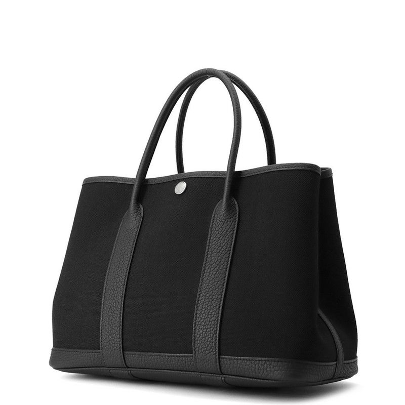 エルメス トートバッグ ガーデンパーティTPM ブラック/シルバー金具 トワルミリタリー/ネゴンダ K刻印 黒