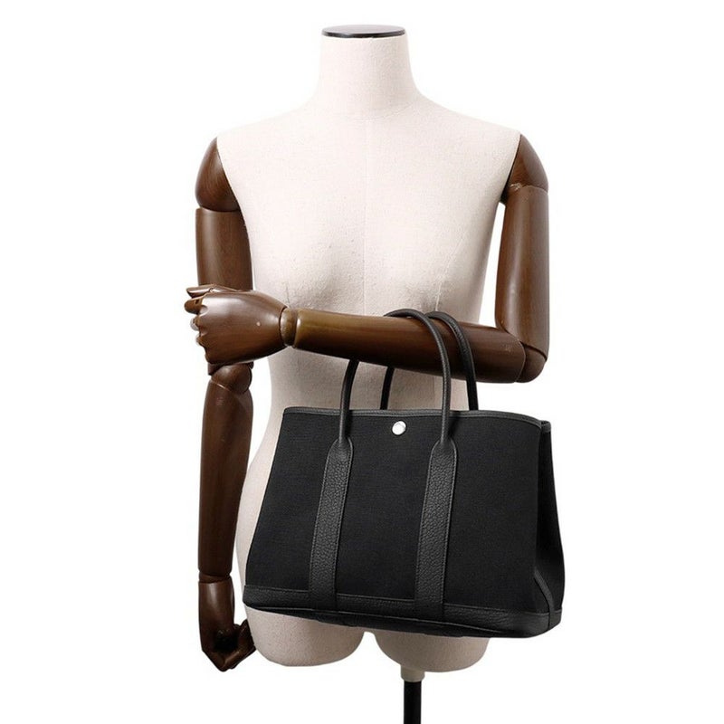 エルメス トートバッグ ガーデンパーティTPM ブラック/シルバー金具 トワルミリタリー/ネゴンダ K刻印 黒