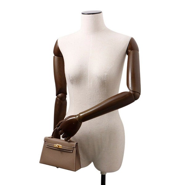 エルメス ハンドバッグ ミニケリー2 外縫い エトゥープ/ゴールド金具 エプソン K刻印 2wayショルダー