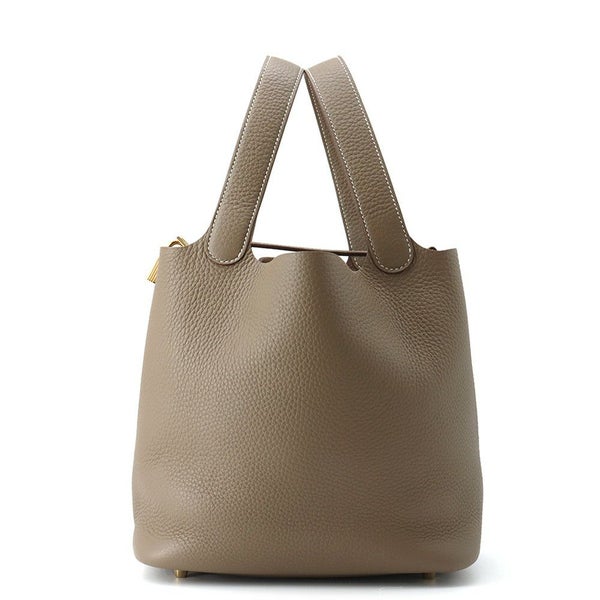 エルメス ハンドバッグ ピコタンロックMM エトゥープ/ゴールド金具 トリヨンクレマンス W刻印 HERMES トートバッグ