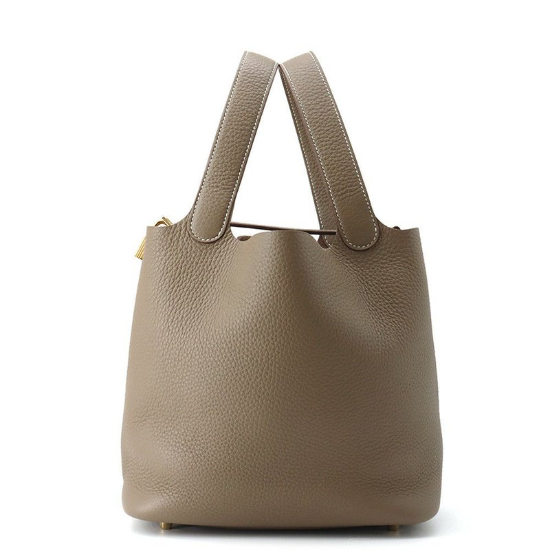 エルメス ハンドバッグ ピコタンロックMM エトゥープ/ゴールド金具 トリヨンクレマンス W刻印 HERMES トートバッグ