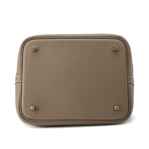 エルメス ハンドバッグ ピコタンロックMM エトゥープ/ゴールド金具 トリヨンクレマンス W刻印 HERMES トートバッグ