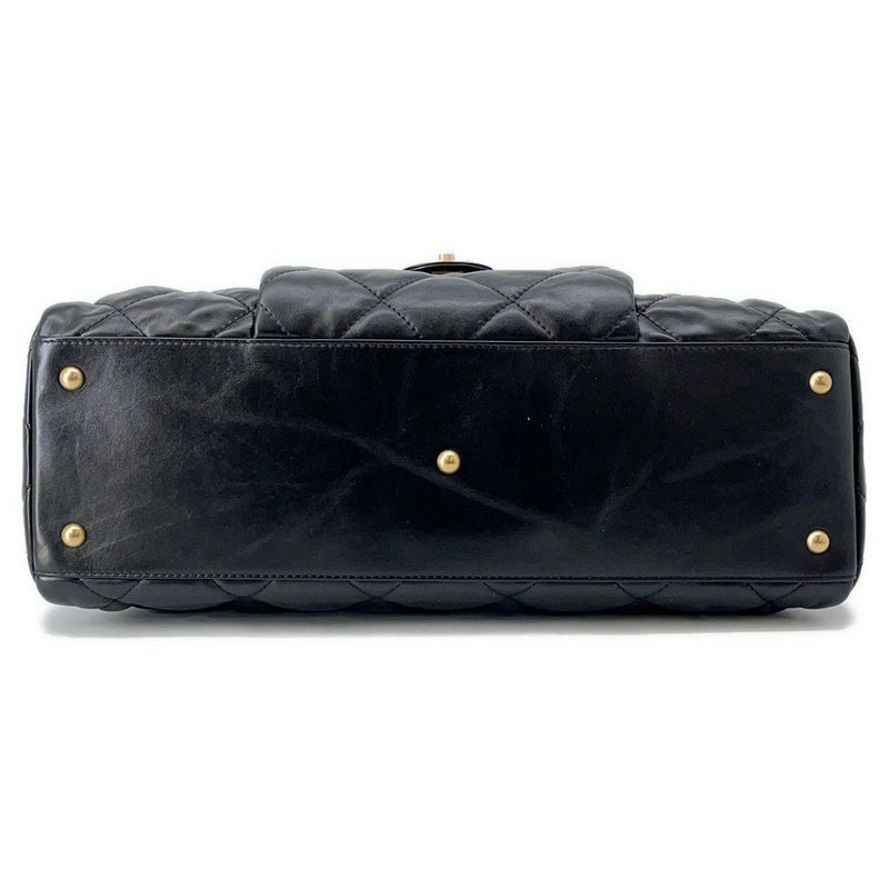 シャネル ショルダーバッグ ココマーク マトラッセ マキシボーリングバッグ カーフレザー AS4812  CHANEL 黒