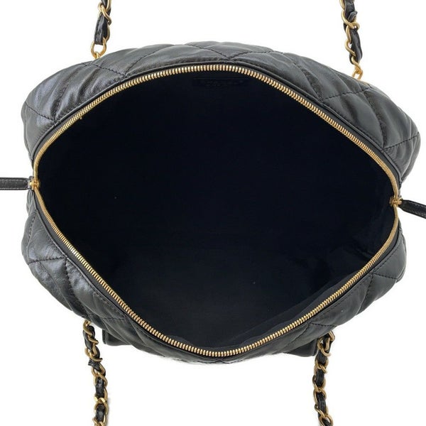 シャネル ショルダーバッグ ココマーク マトラッセ マキシボーリングバッグ カーフレザー AS4812  CHANEL 黒