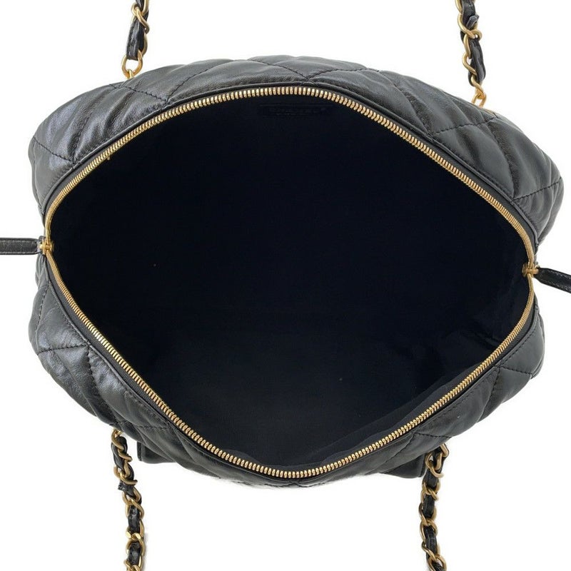 シャネル ショルダーバッグ ココマーク マトラッセ マキシボーリングバッグ カーフレザー AS4812  CHANEL 黒