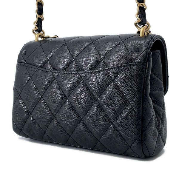 シャネル チェーンショルダーバッグ ココマーク マトラッセ キャビアスキン AS5239 CHANEL ミニ 黒