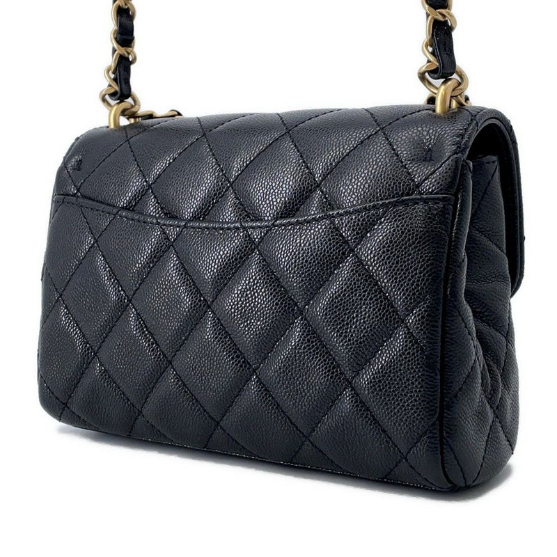 シャネル チェーンショルダーバッグ ココマーク マトラッセ キャビアスキン AS5239 CHANEL ミニ 黒