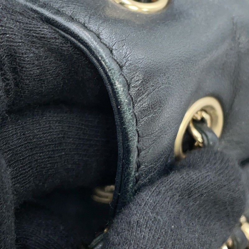 シャネル チェーンショルダーバッグ ココマーク マトラッセ 巾着 ラムスキン AS1439 CHANEL 黒