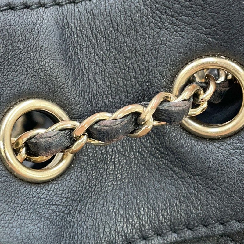 シャネル チェーンショルダーバッグ ココマーク マトラッセ 巾着 ラムスキン AS1439 CHANEL 黒