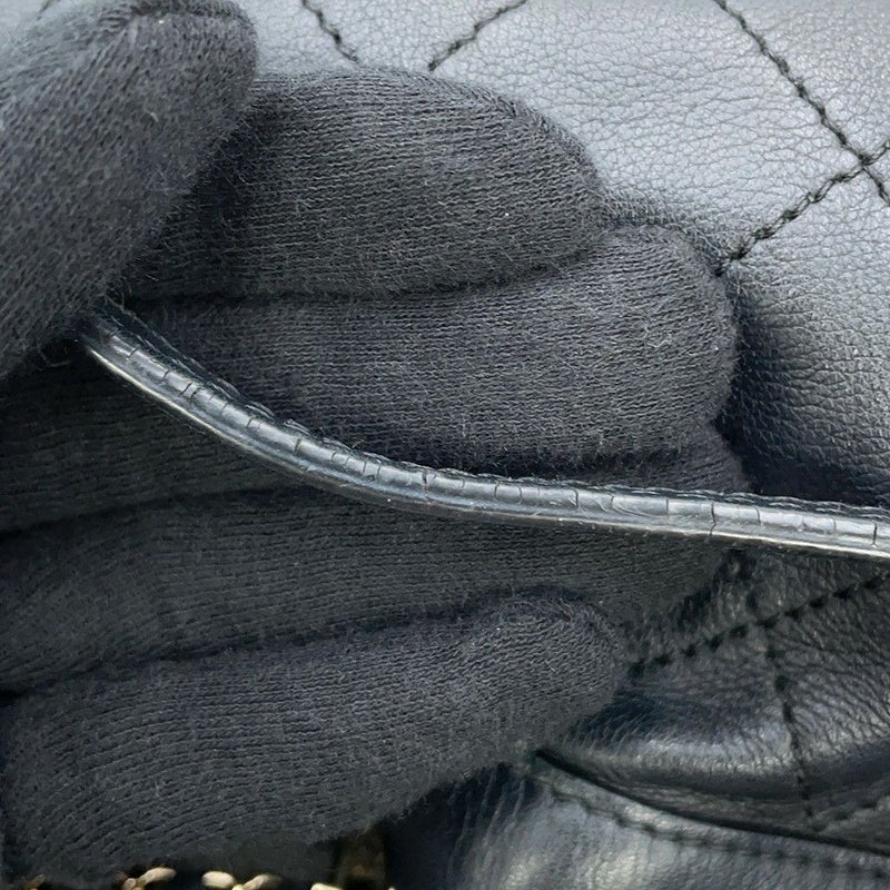 シャネル チェーンショルダーバッグ ココマーク マトラッセ 巾着 ラムスキン AS1439 CHANEL 黒