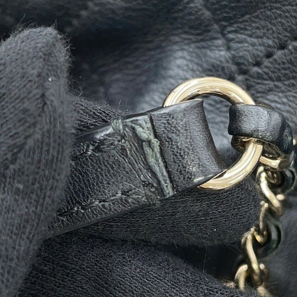 シャネル チェーンショルダーバッグ ココマーク マトラッセ 巾着 ラムスキン AS1439 CHANEL 黒