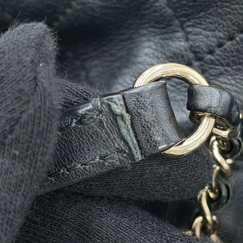 シャネル チェーンショルダーバッグ ココマーク マトラッセ 巾着 ラムスキン AS1439 CHANEL 黒