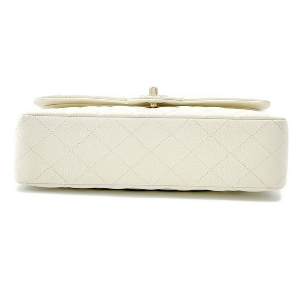シャネル チェーンショルダーバッグ マトラッセ25 ココマーク ダブルチェーン キャビアスキン A01112 CHANEL 白