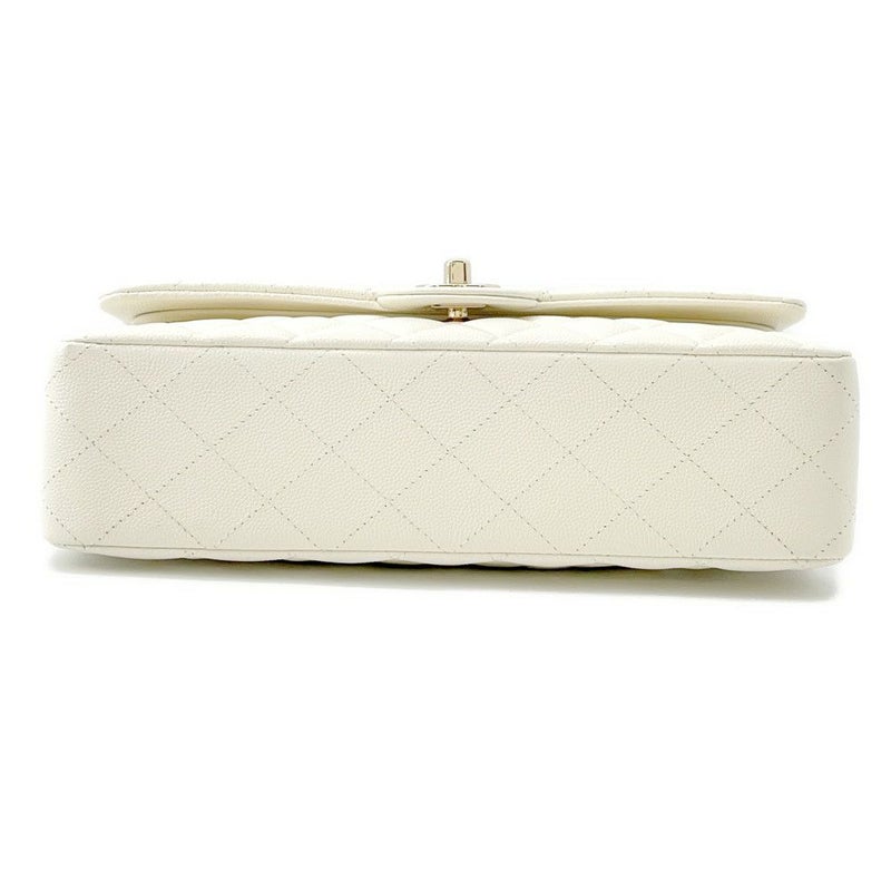 シャネル チェーンショルダーバッグ マトラッセ25 ココマーク ダブルチェーン キャビアスキン A01112 CHANEL 白