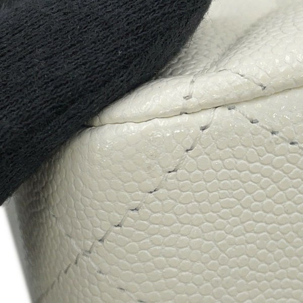 シャネル チェーンショルダーバッグ マトラッセ25 ココマーク ダブルチェーン キャビアスキン A01112 CHANEL 白