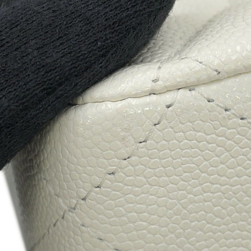 シャネル チェーンショルダーバッグ マトラッセ25 ココマーク ダブルチェーン キャビアスキン A01112 CHANEL 白