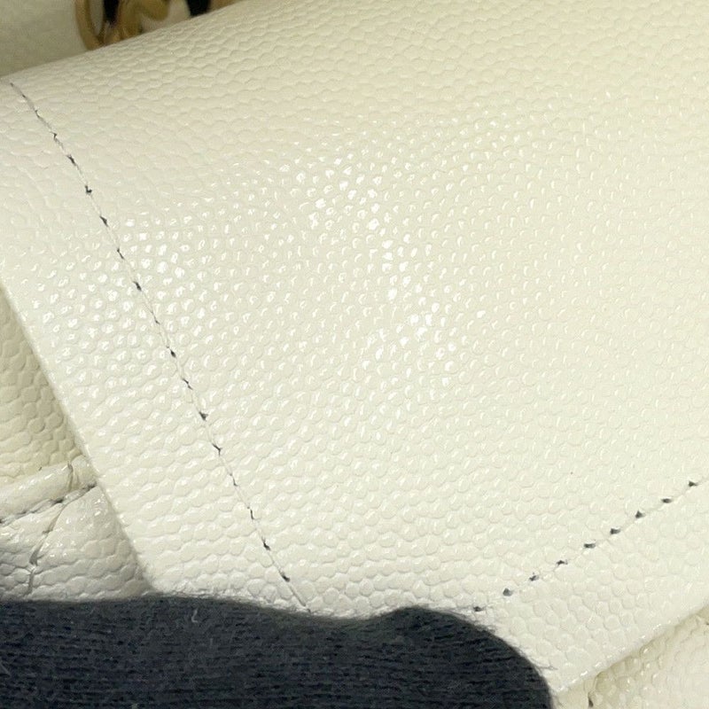 シャネル チェーンショルダーバッグ マトラッセ25 ココマーク ダブルチェーン キャビアスキン A01112 CHANEL 白