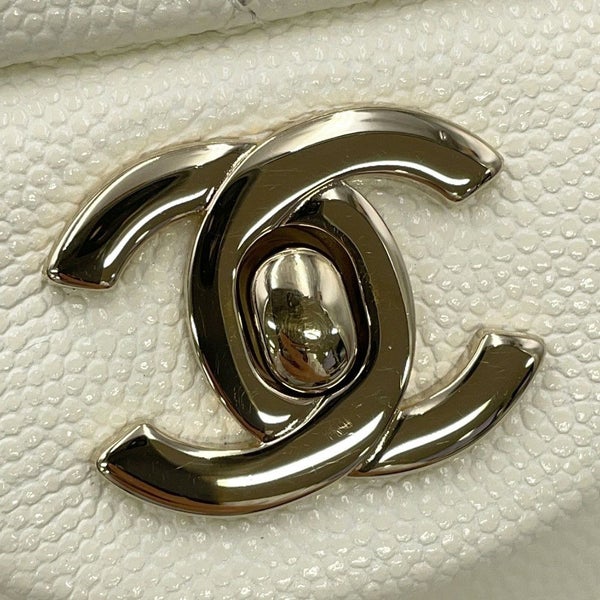 シャネル チェーンショルダーバッグ マトラッセ25 ココマーク ダブルチェーン キャビアスキン A01112 CHANEL 白