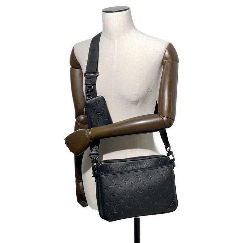 ルイヴィトン ショルダーバッグ モノグラム・シャドウ トリオ メッセンジャー M46602 LOUIS VUITTON ブラック 黒