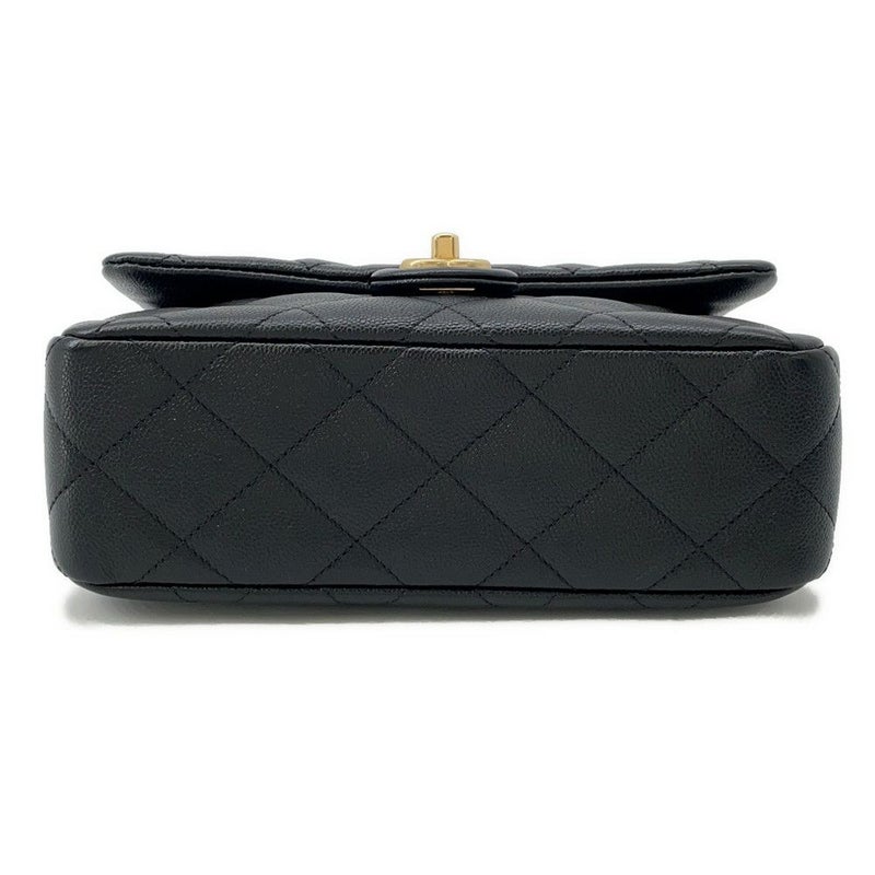 シャネル チェーンショルダーバッグ ココマーク マトラッセ ハート型ココボール キャビアスキン AS3921 CHANEL 黒