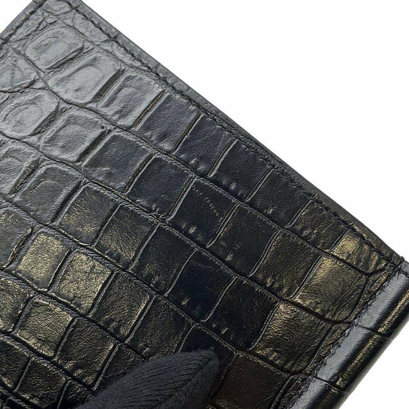 サンローランパリ 二つ折り財布 タイニーカサンドラビルクリップウォレット 型押しレザー 607738 黒