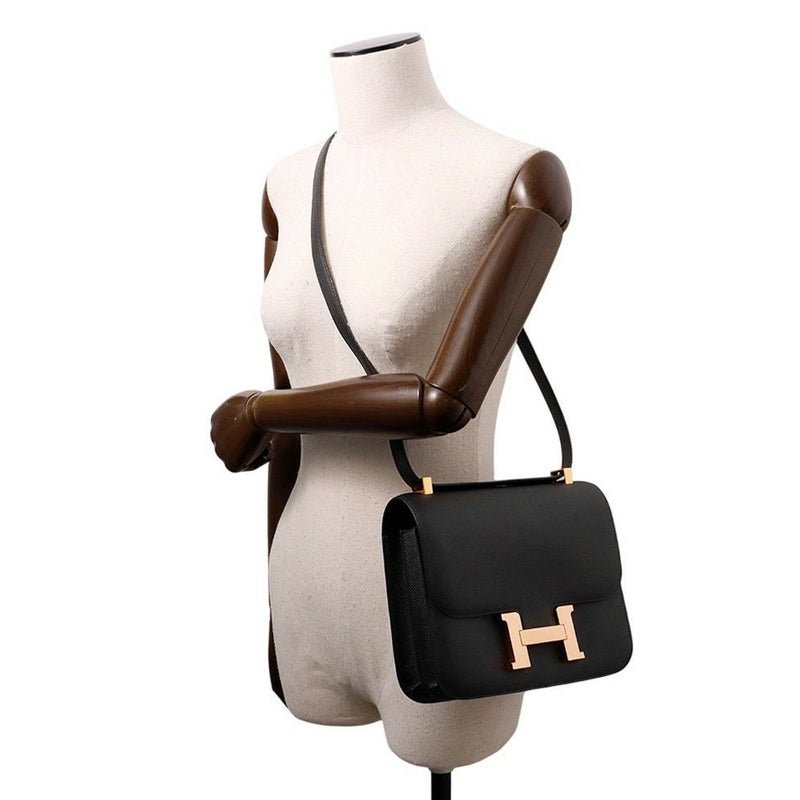エルメス ショルダーバッグ コンスタンス24 ブラック/ピンクゴールド金具 エプソン Y刻印 HERMES Constance 黒